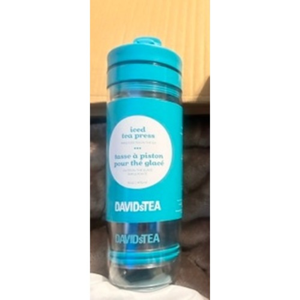 DavidsTea Iced Tea Press Unisex 16oz Turquoise New Travel Tumbler Infuser Mug